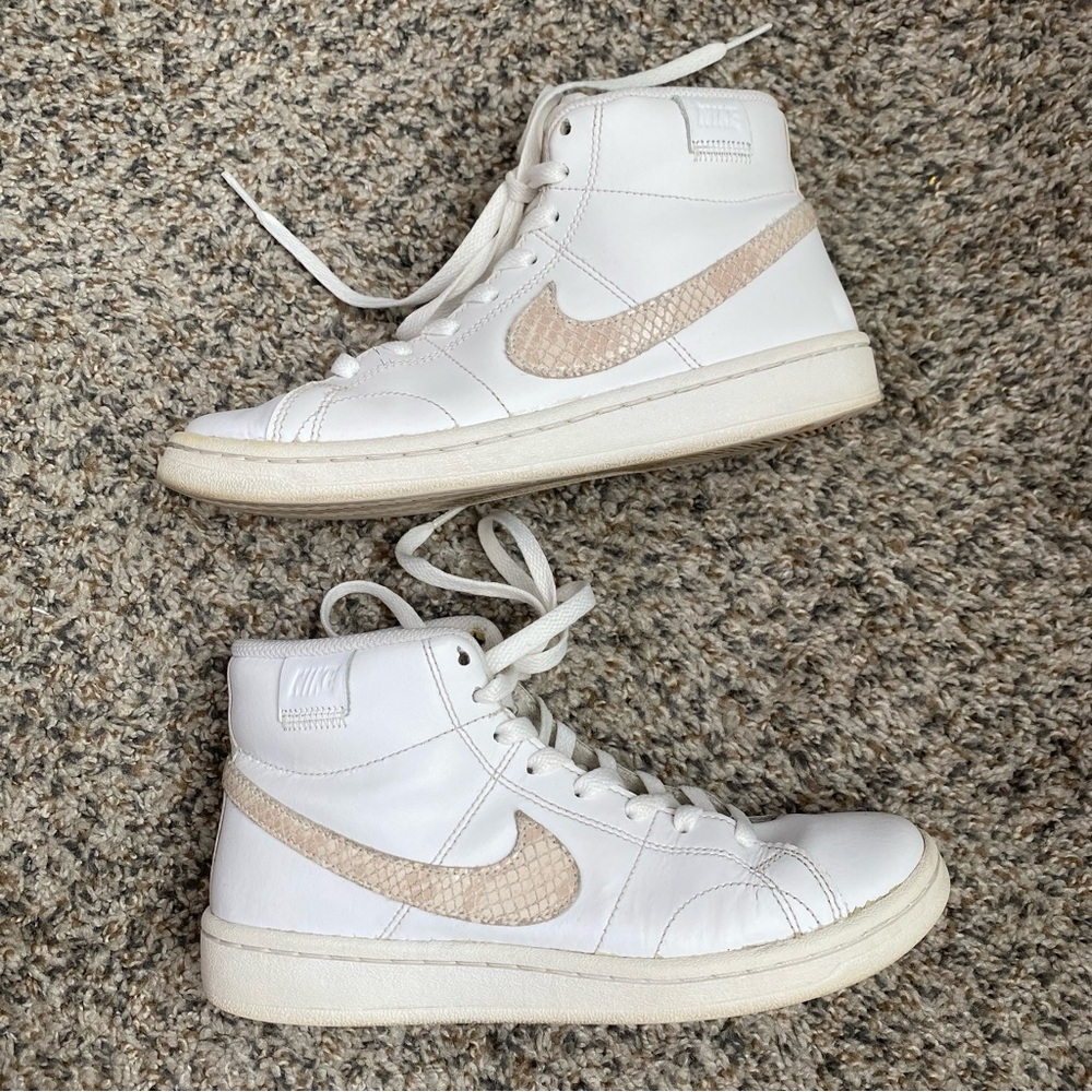 Nike Women's Women’s Court Royale 2 mid White Snakeskin Swoosh High-Top Sneakers